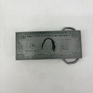 Belt Buckle 100 Dollar Bill Cash Money Bucks Benjamin Vtg 1991